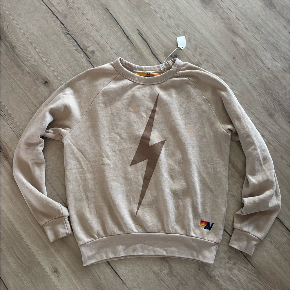 Aviator Nation Tan Lightning Bolt Sweatshirt